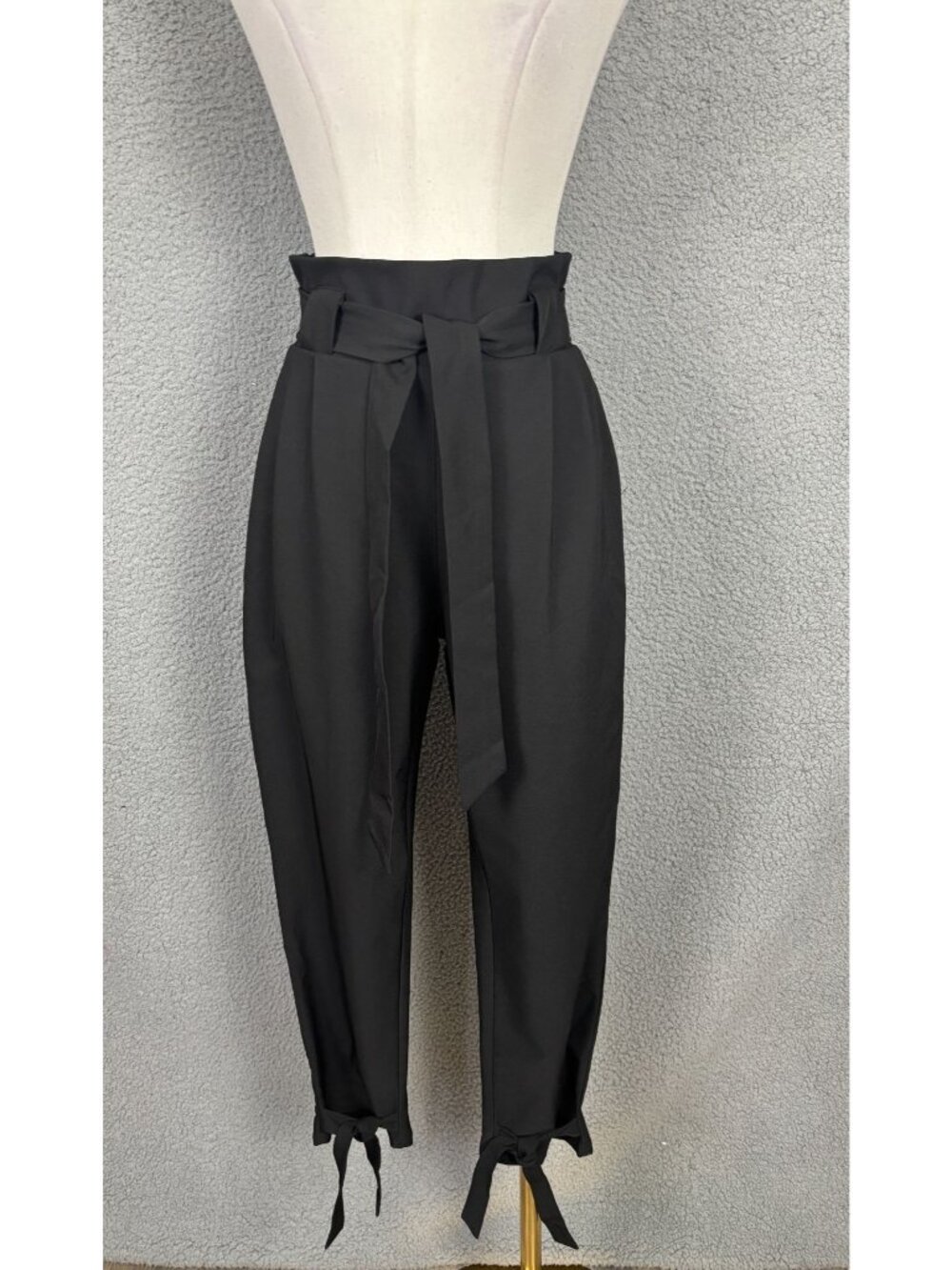 Grace Karin Women's High-Waist Tie Belt Pants Elastic Waist Ankle Ties Small P.O